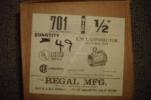 BOX OF 50 REGAL 1/2&#034; E.M.T. CONNECTORS