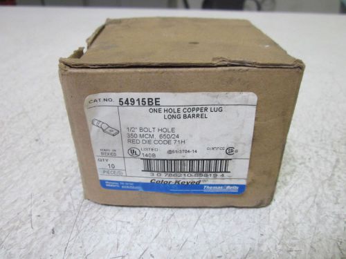 LOT OF 10 THOMAS &amp; BETTS 54915BE 1/2&#034; BOLT HOLE RED DIE CODE 71H *NEW IN A BOX*
