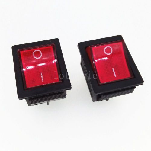 2 x  red light on/off rocker switch 250v 15 amp 125/20a for sale