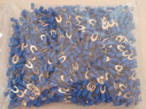 500pc insulated 1/4&#034; fork crimp terminals 16-14awg blue sv2-6 for sale