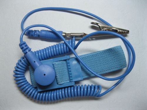 2 pcs antistat wrist strap with alligator clip cord blue for sale