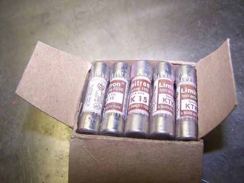 (10) new limitron fast acting fuse 15 amp 600 v  ktk-15 box of 10 for sale