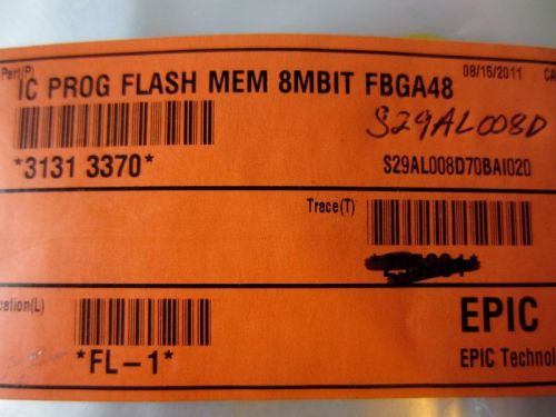 IC FLASH MEM 8 MBIT FBGA 48 S29AL008D H2582854-S29AL008D90BAI020 (2072 pcs)