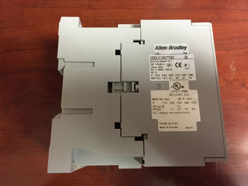 Allen Bradley 100-C60D10 Contactor, 60A 3P, 1NO Aux, 120v Coil