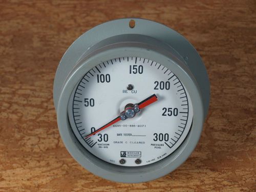 Weksler duplex vacuum/pressure gauge 30&#034;-0-300 psi-g, 4.5&#034; dial 6685-00-885-6071 for sale