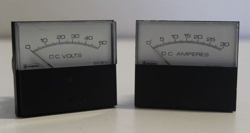 Lot of (2) Crompton DC Voltmeter 0-30 Volts AA-NLNL &amp; 0-50 Volts VA-NTNT