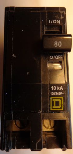Square d schneider electric qob 2-pole 80amp 10k ir  bolt-on circuit breaker for sale