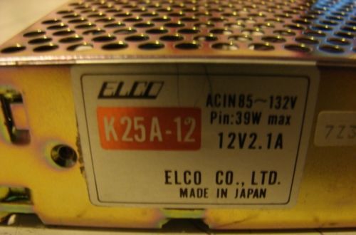 Elco Co K25A-12 Ac In 85-132V 12V 2.1A