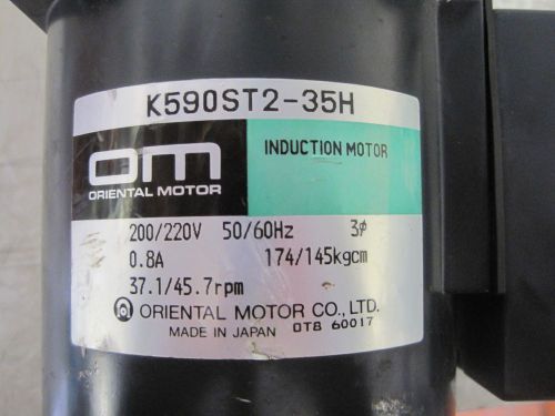 Om induction motor - k590st2-35h 200/220v 3 phase 0.8a 37.1/45.7 rpm w gear box for sale