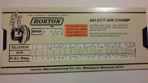 Horton Select-Air-Champ  Chart Horton Manufacturing Minn/Advertising/ Motor