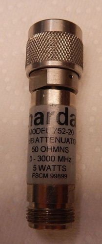 Narda 752-20 20dB 5W Fixed Attenuator 0-3000 MHz N(m/f)     514