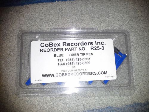 Cobex package of 6 blue fiber tip chart recorder pens, r25-3 for sale
