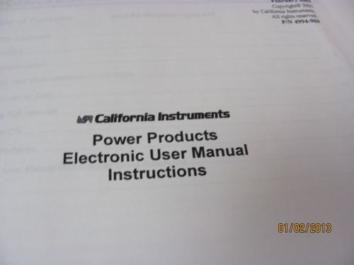 CALIFORNIA INSTRUMENTS Power Products: Electronic User Manual Instructions