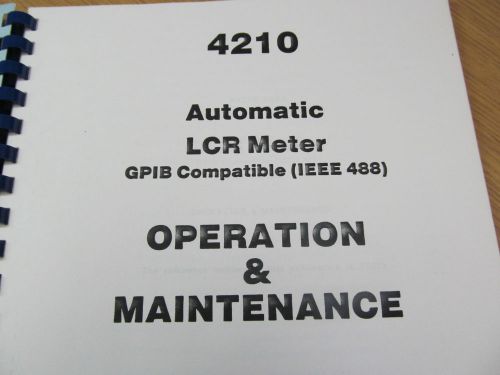 WAYNE KERR 4210 Automatic LCR Mater Operation &amp; Maintenance w/schematic
