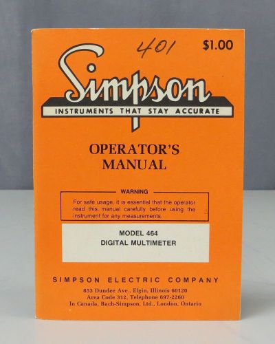 Simpson Model 464 Digital Multimeter Operators Manual