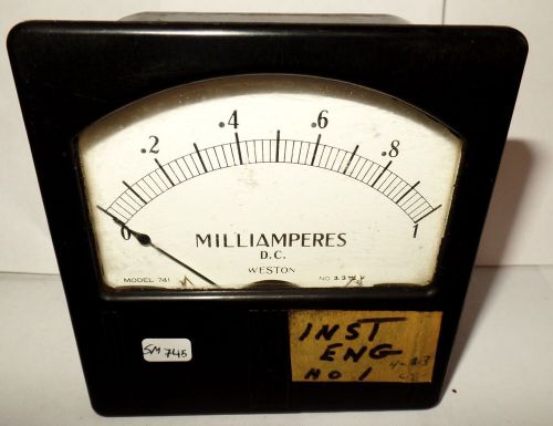 Weston 4&#034; DC Square Panel Amp Meter Ammeter Current 0-1 Ma DC Milliamperes