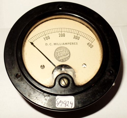 Fischer dc round panel meter ammeter milli amps milliamperes 0-400 milliamperes for sale