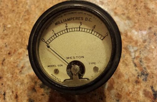 Vintage Weston Model 506 Meter Milliamperes D.C 0-5 Radio Ham