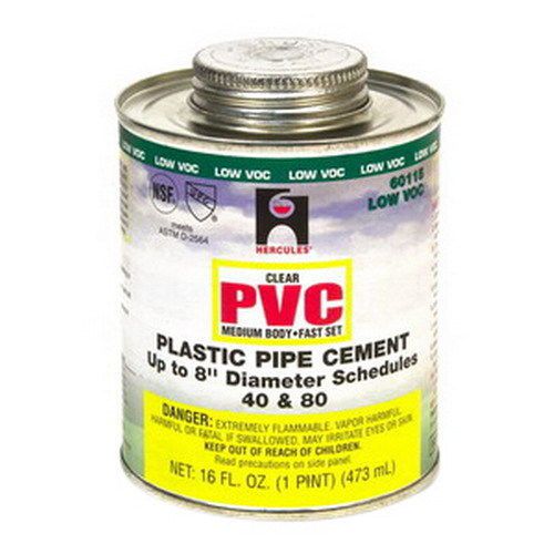 Oatey scs 60115 hercules clear medium body fast set cement, 16 oz can for sale