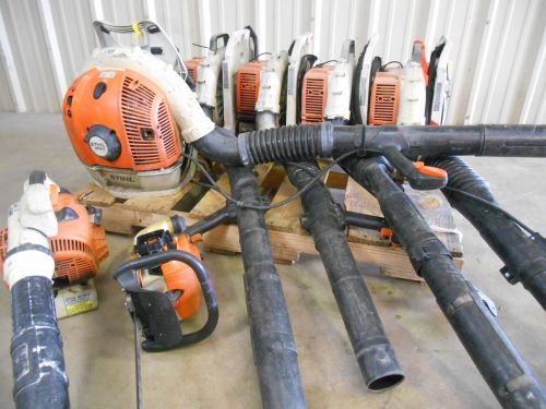 Lot: 5 stihl br backpack blowers, 1 handheld blower, &amp; 1 trimmer for sale