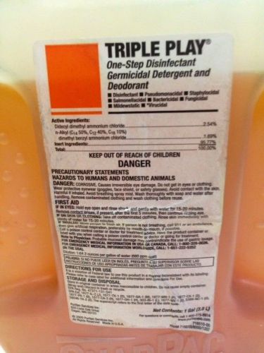 Triple play - one step disinfectant, germicidal detergent and deodorant 3/4 gal for sale