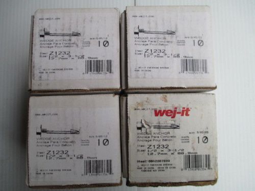 Lot of 40 Wej-it 1/2&#034; X 3 1/2&#034;&#034; Concrete Wedge Anchors Z1232 NEW