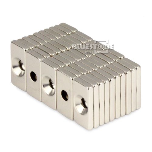 50pcs N50 Block Counter Sunk Magnets 20 * 10 x 3mm Hole 4mm Rare Earth Neodymium