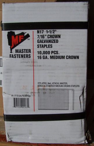 1-1/2 Inch Long 16 Gauge 7/16&#034; Medium Crown Galvanized Staple 10,000 Box