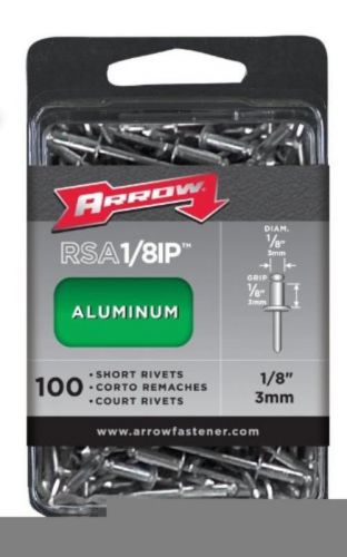 NEW Arrow RSA1/8IP Short Aluminum 1/8-Inch Rivets, 100-Pack