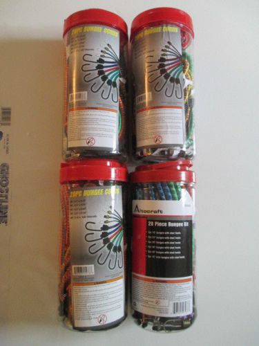 Lot of 4 Containers of 20 Piece Bungee Sets. Total of 80 Bungees. New