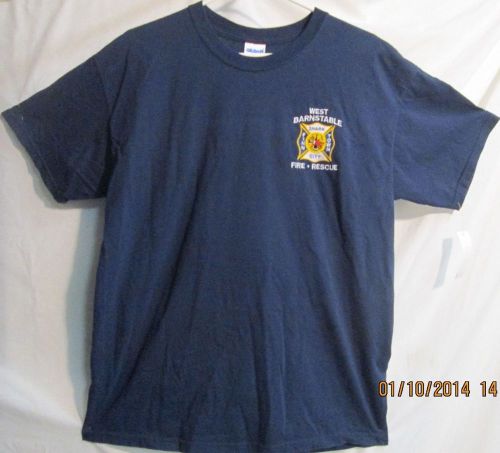 Wbfd west barnstable fire rescue t-shirt navy blue w/ embroidered front logo for sale