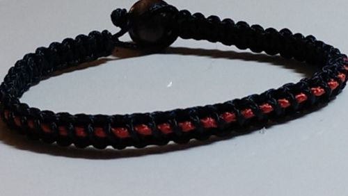 Thin Red Line Fire microcord Bracelet; Great for Female Fireman or Fireman Wife
