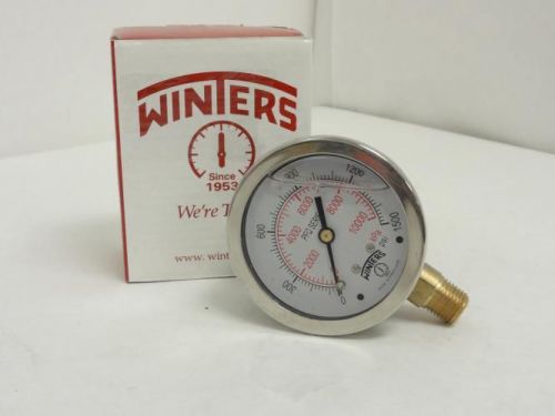 145791 new in box, winters pfq816 liquid filled gauge 2.5&#034;, 0~1500psi, 1/4 npt for sale