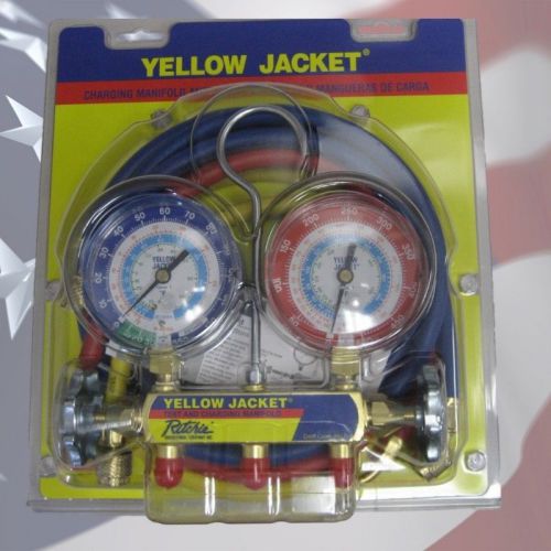 Yellow Jacket 42006 Series 41 Manifold w/ 3-1/8&#034; Gauges For R22 R134A R404A