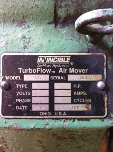 Invincible airflow systems turboflow air mover model 7515 for sale