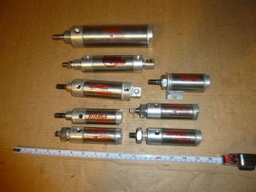 8 PC LOT OF BIMBA AND SCHROEDER BELLOWS AIR CYLINDERS USED