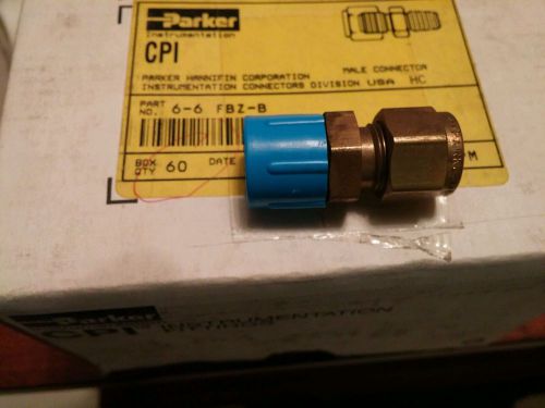 Parker 6-6 fbz-b male connector brass 3/8 tube x 3/8 npt for sale