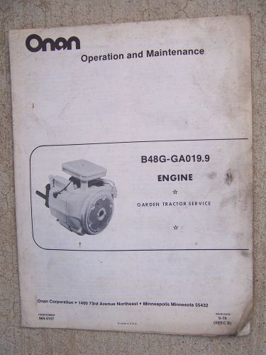 1979 Onan B48G - GA 019.9 Garden Tractor Engine Operation Maintenance Manual  R
