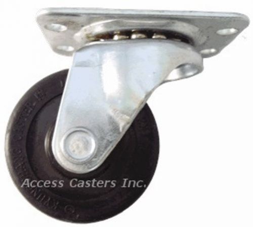 25PUSRS 2-1/2&#034; x 1-1/8&#034; Swivel Plate Caster, Soft Rubber Wheel, 100 lbs Capacity