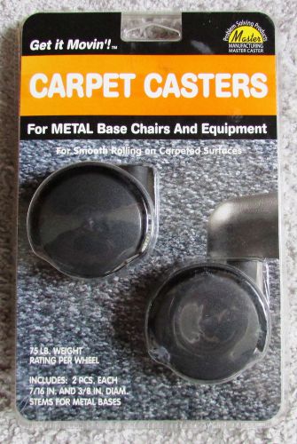 MASTER Carpet Casters - For Metal Base Chairs &amp; Equipment - Blk 2/Pack NEW