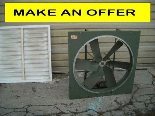 USED AMERICAN COOLAIR 44&#034; BELT DRIVE EXHAUST FAN w/ SHUTTER w/ BALDOR MOTOR