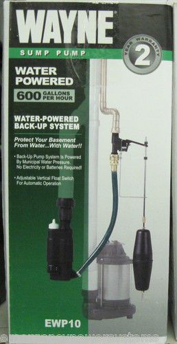 Wayne ewp10 water powered backup sump pump system nib! for sale