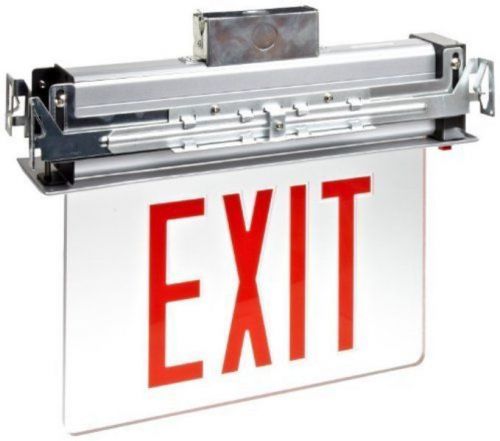Recessed mount edge-lit led exit sign lighted light low-profile 120v / 277v new for sale