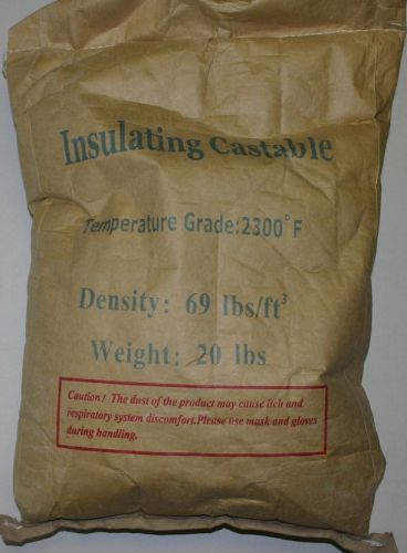 Lightweight insulating castable, 2300°f, density 69lb/ft^3, 20 lbs,free shipping for sale