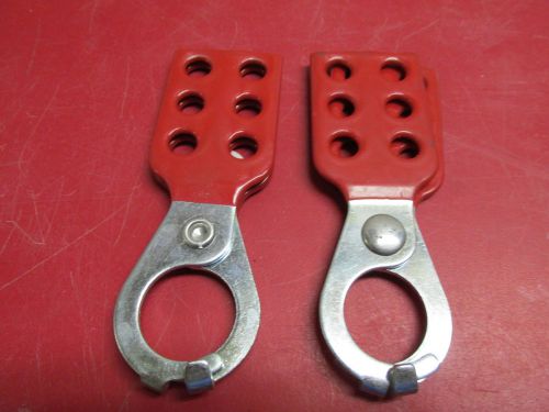 Lot of 2 equipment tagout lock-out  safety hasp red american lock for sale