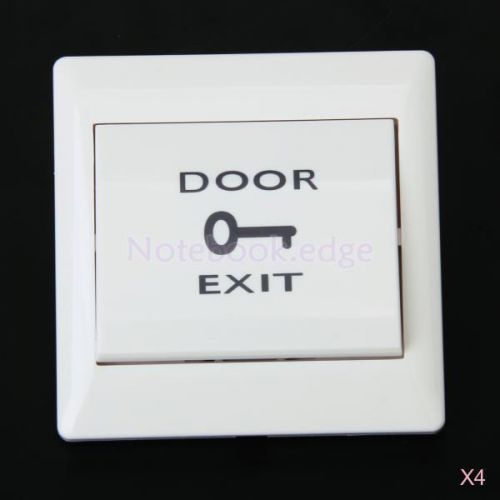 4x Fireproof Door Exit Push Release Button Switch Electric Access Control White