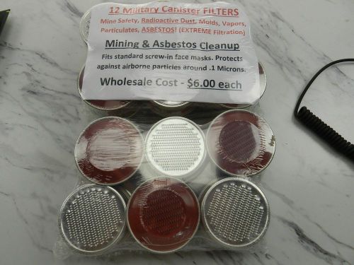 12 military canister filters mining asbestos clean-up dusts molds vapors for sale