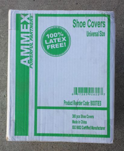 Ammex universal size disposable shoe covers box of 300 for sale