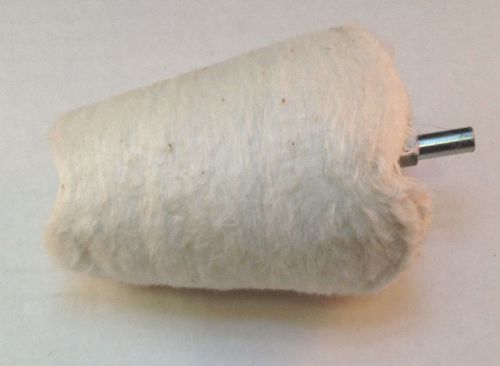 Cotton polishing buffs 3&#034; tapered cone head with 1 1/2&#034; shank &amp; 1/4&#034; hex end for sale