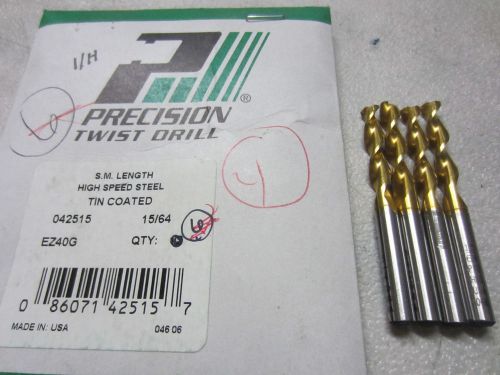 4 pcs precision twist drills 15/64&#034; parabolic screw stub machine tin edp 042515 for sale